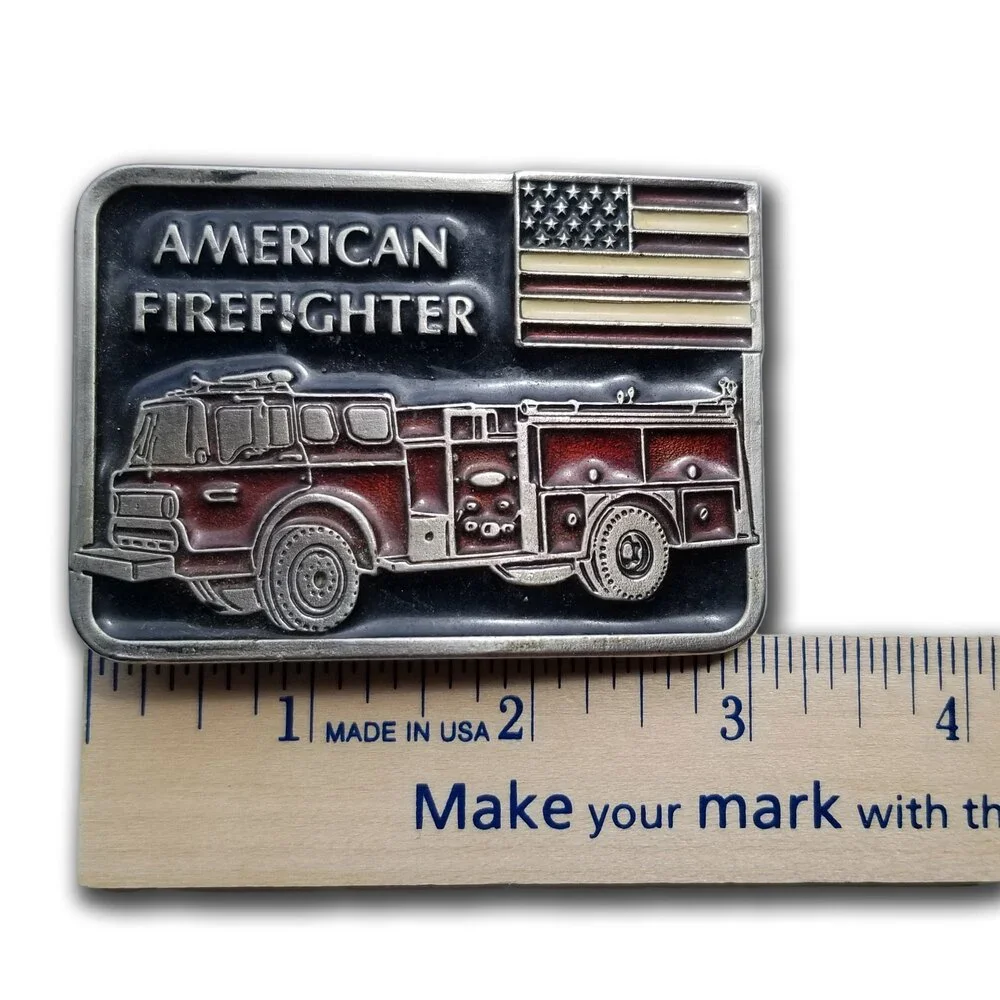 Vintage Belt Buckle American Fire Fighter Fire Department Fire House Fire Engine
